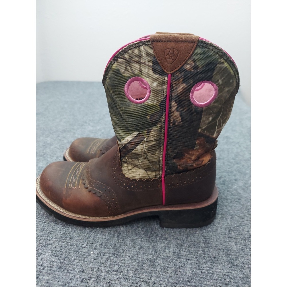 ARIAT Fatbaby Western Boots Womens 8.5B Brown Camo Pink Roper Cowgirl Festival - Picture 3 of 14